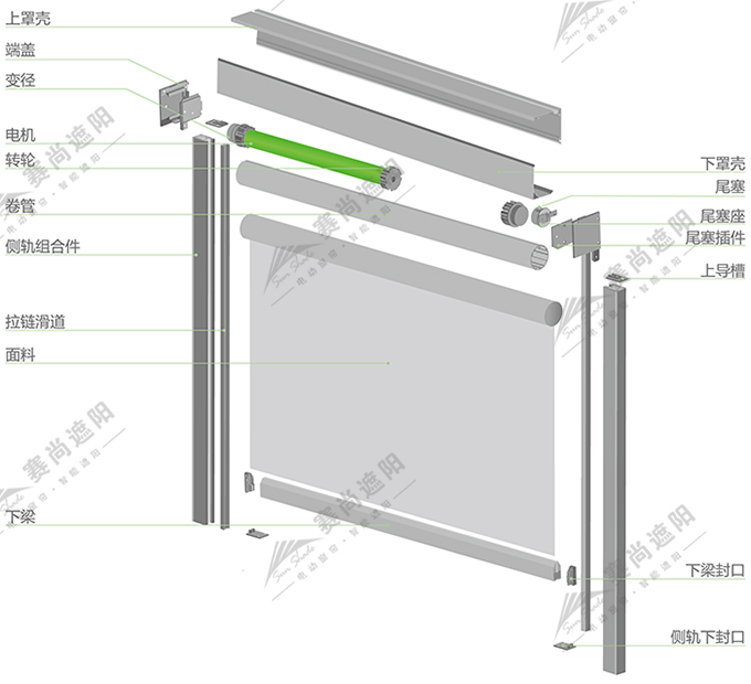 室外電動卷簾產品結構圖