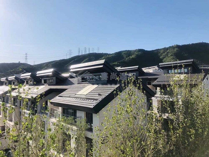 遠洋天著機翼百葉頂部遮陽工程實景照